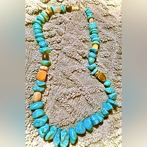 AIL STERLING SILVER TURQUOISE NUGGET NECKLACE 30"
